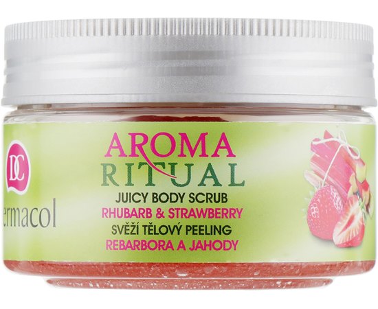 Dermacol Aroma Ritual Juicy Body Scrub Пілінг для тіла розгладжує Ревінь і Полуниця, 200 г, фото 
