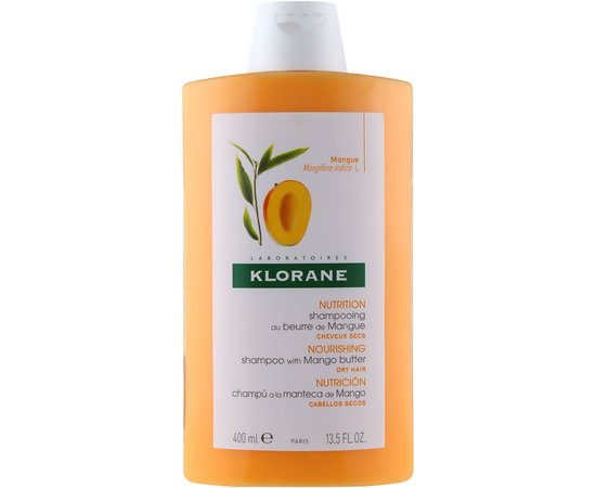 Питательный шампунь с маслом манго для сухих и поврежденных волос Klorane Shampoo With Mango Butter, изображение 2