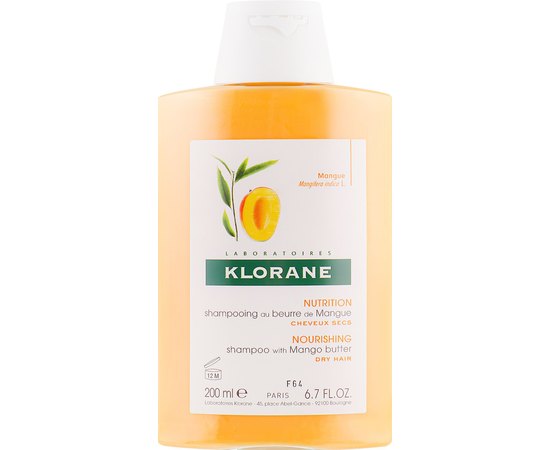 Питательный шампунь с маслом манго для сухих и поврежденных волос Klorane Shampoo With Mango Butter