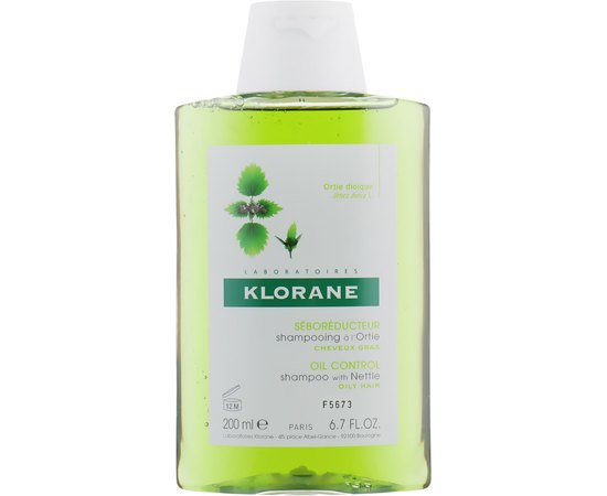Klorane Seboregulating Treatment Shampoo With Nettle Шампунь себорегулюючий з кропивою для жирного волосся, 400 мл, фото 