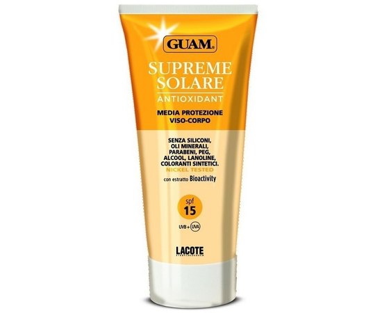 Солнцезащитный крем с антиоксидантным действием SPF15 GUAM Supreme Solare Crema Viso-Corpo Media Protezione, 150 ml