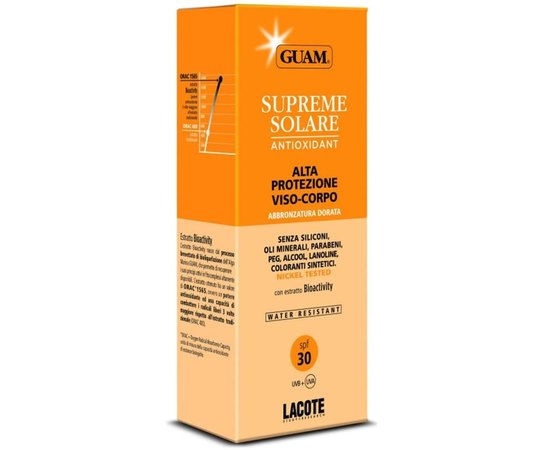 GUAM Supreme Solare Crema Viso-Corpo Alta Protezione Сонцезахисний крем c антиоксидантну дію SPF30, 150 мл, фото _ab__is.image_number.default