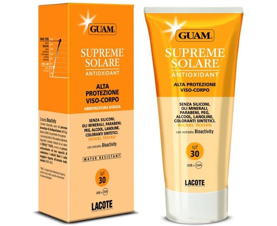 GUAM Supreme Solare Crema Viso-Corpo Alta Protezione Сонцезахисний крем c антиоксидантну дію SPF30, 150 мл, фото 