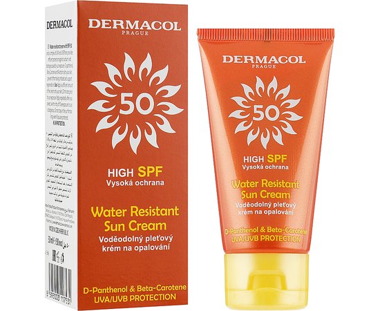 Dermacol Water Resistant Sun Cream SPF 50 - Водостійкий крем для засмаги SPF 50, 50 мл, фото _ab__is.image_number.default Dermacol Water Resistant Sun Cream SPF 50 - Водостійкий крем для засмаги SPF 50, 50 мл, фото _ab__is.image_number.default