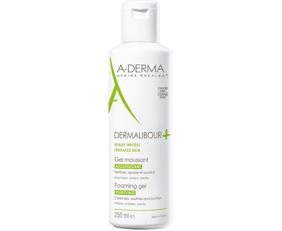 Гель антибактериальный для очищения раздраженной кожи лица и тела A-Derma Dermalibour + CICA- Foaming Gel, 200 ml, изображение 3