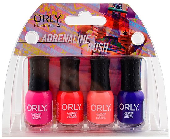 Набор мини-лаков для ногтей Orly Adrenaline Rush Mani Mini Kit, 4 шт