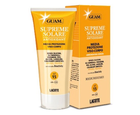 GUAM Supreme Solare Crema Viso-Corpo Media Protezione Сонцезахисний крем c антиоксидантну дію SPF15, 150 мл, фото _ab__is.image_number.default