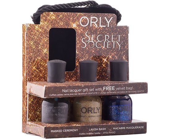 ORLY Secret Society тріо-набір лаків c оксамитової сумочкою, фото 