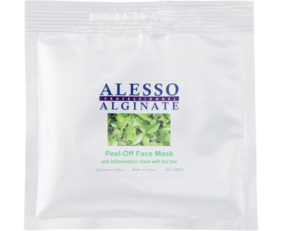 Alesso Professionnel Alginate Anti-Inflammation Peel-Off Face Mask With Tea Tree Маска альгінатна протизапальна з маслом чайного дерева, фото 