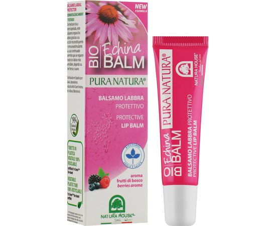 Відновлюючий бальзам для губ з екстрактом ехінацеї та ароматом ягід Natura House Protective Lip Balm, 10 ml, фото 