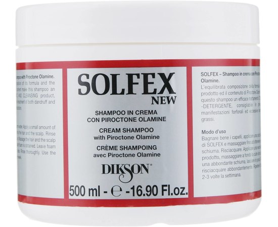 Крем-шампунь з проктоноламіном Dikson Solfex Shampoo and Cream, 500 ml, фото 