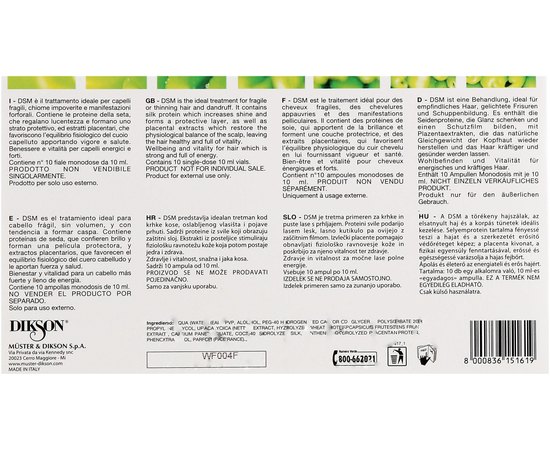 Сыворотка с плацентой для волос Dikson DSM, 10x10 ml, изображение 2