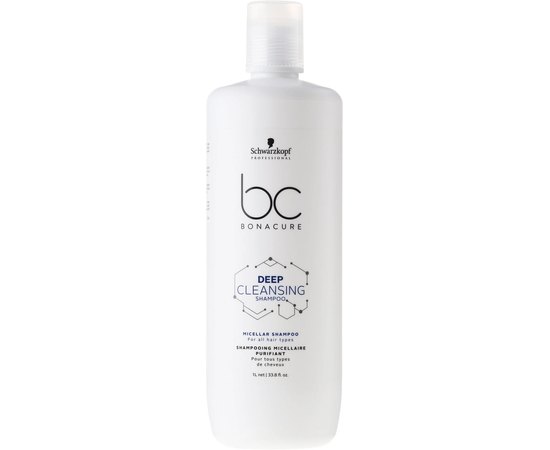 Schwarzkopf Bonacure Deep Cleansing Micellar Shampoo міцелярная шампунь для глибокого очищення волосся, 1000 мол, фото 