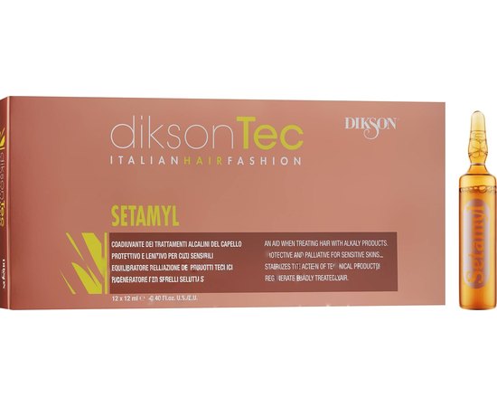 Ампули для захисту шкіри голови під час і після фарбування Dikson Setamyl, 12x12 ml, фото 