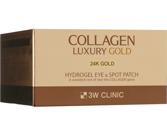 Патчи для глаз с коллагеном и золотом 3W CLINIC Collagen & Luxury Gold Eye Patch, изображение 4