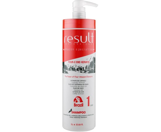 Подготавливающий шампунь Шаг 1 Result Professional Four-C Eko Keratin Shampoo, 1000 ml, изображение 2