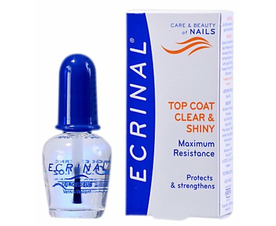 Прозрачное верхнее покрытие, придающее блеск Asepta Ecrinal Clear & Shiny Top Coat, 10 ml, изображение 2