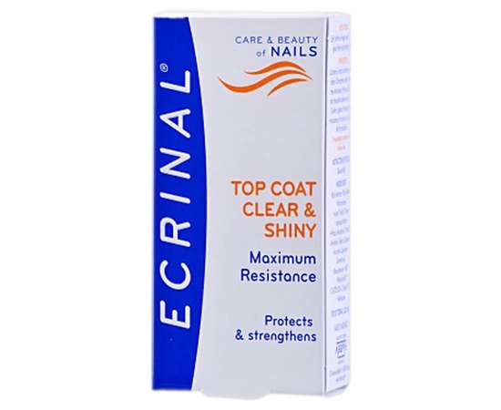 Прозрачное верхнее покрытие, придающее блеск Asepta Ecrinal Clear & Shiny Top Coat, 10 ml, изображение 3