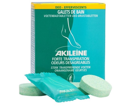 Шипучие таблетки для ванны для ног освежающие Asepta Akileine Deo Effervescent Footbath Tablets, 7x12 g, изображение 2