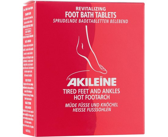Таблетки для ванны для ног шипучие тонизирующие Asepta Akileine Red Relaxing Effervescent Footbath Tablets, 6x20 g
