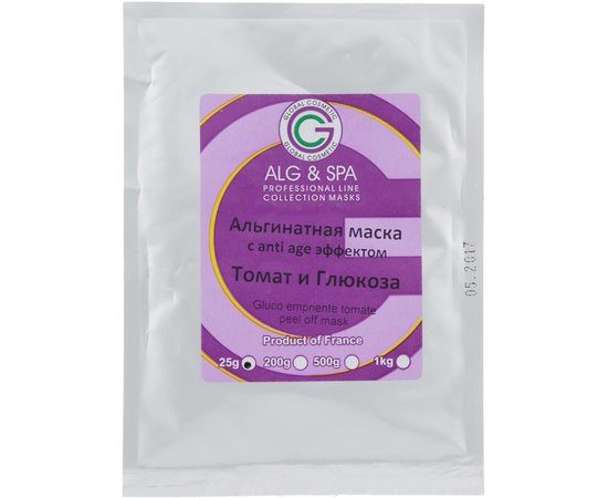 Альгинатная гликомаска с anti age эффектом Томат + Глюкоза Alg & Spa Peel off mask tomate glucoempreinte