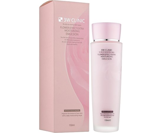 Глибоко-зволожуюча емульсія для обличчя 3W CLINIC Flower Effect Extra Moisture Emulsion, 150 мл, фото _ab__is.image_number.default