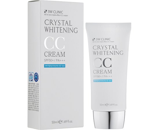 Крем для лица осветляющий 3W CLINIC Crystal Whitening CC Cream SPF50 + PA +++ (# 2) Natural Beige CC, 50 мл, изображение 2