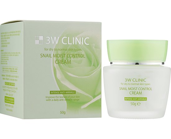 Крем для лица увлажняющий с улиточную муцином 3W CLINIC Snail Moist Control Cream, 50 г, изображение 2