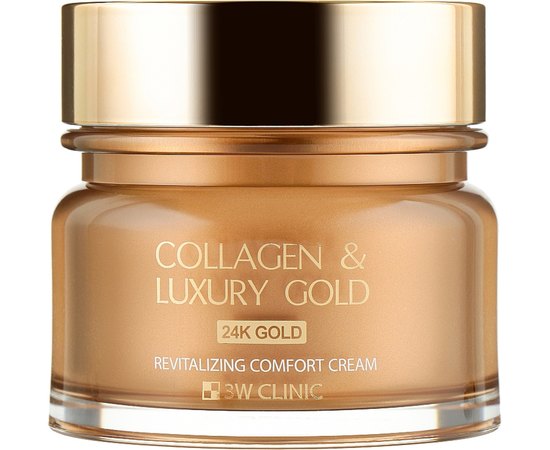 Крем, що омолоджує для обличчя з колагеном і колоїдним золотом 3W CLINIC Collagen & Luxury Gold Cream, 100 мл, фото 