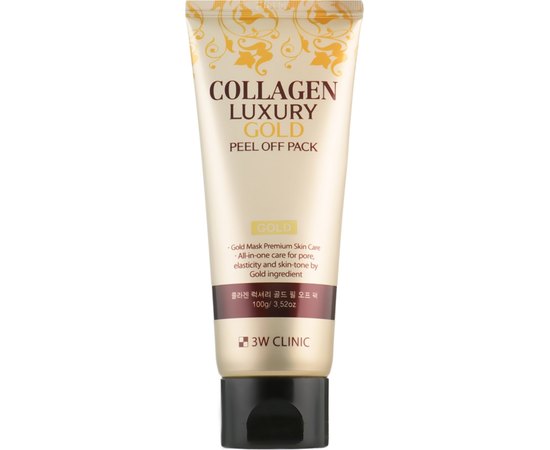 Маска плівка для обличчя 3W CLINIC Collagen & luxury Peel Off Pack Gold Mask, 100 мл, фото 
