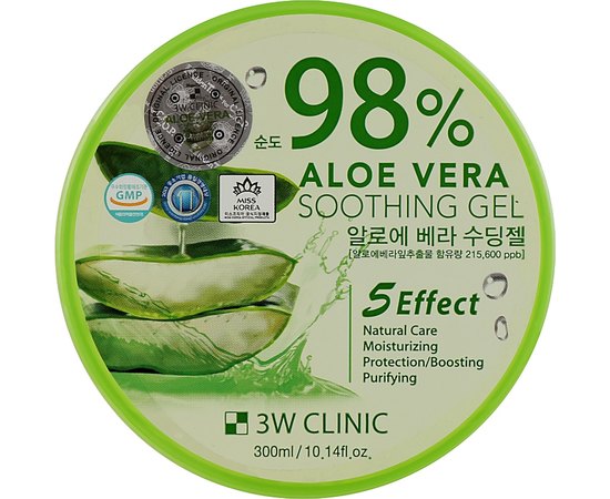 Многофункциональный гель для лица и тела с алоэ 3W CLINIC Aloe Vera Soothing Gel, 300 г
