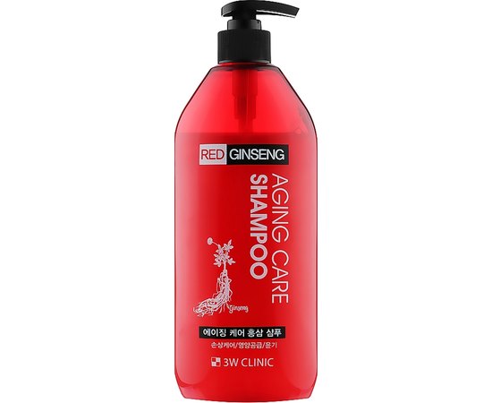 Шампунь для волосся із червоним женьшенем 3W CLINIC Red Ginseng Aging Care Shampoo, 500 мл, фото 