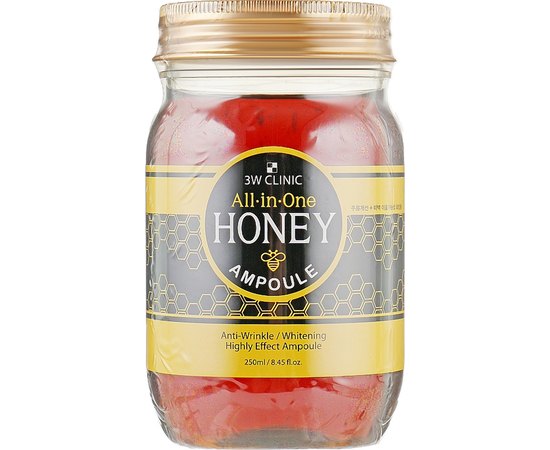 Сироватка для обличчя ампульна з екстрактами меду та маткового молочка 3W CLINIC All-in-One Honey Ampoule, 250 мл, фото 