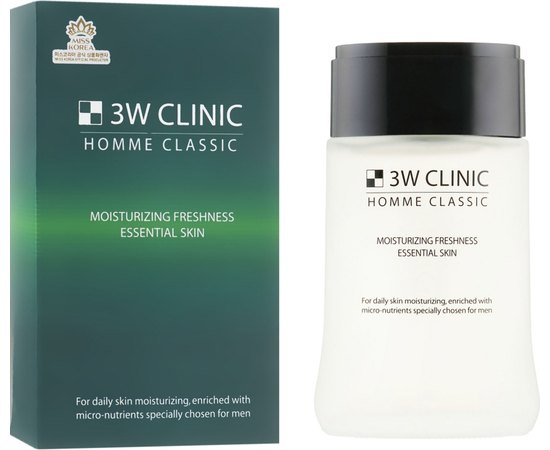 Тонер для лица 3W CLINIC Homme Classic Moisturizing Freshness Essential Skin, 150 мл, изображение 2