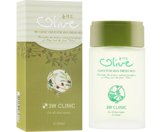 Тонер для лица увлажняющий для мужчин с маслом 3W CLINIC Olive For Man Fresh Skin, 150 мл, изображение 2