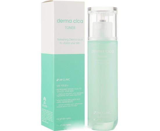 Тонер для лица восстанавливающий с экстрактом центеллы азиатской 3W CLINIC Derma Cica Toner, 120 мл, изображение 2