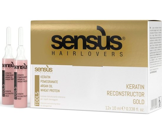 Ампулы для реконструкции волос с кератином Sensus Tools Keratin Reconstructor Gold, 12x10 ml