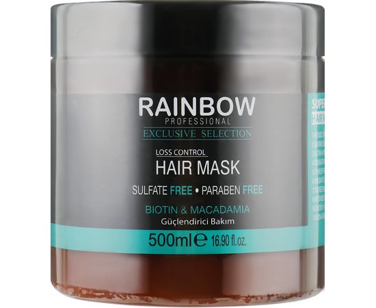 Маска для волос Макадамия и Биотин Rainbow Exclusive Selection Biotin & Macadamia Mask, 500 ml