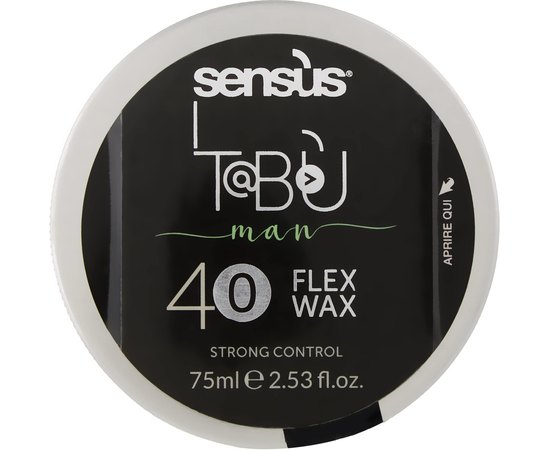 Віск для волосся чорний Sensus Tabu Black Wax 40, 75 ml, фото 