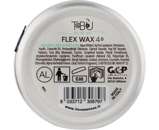 Воск для волос с матовым эффектом Sensus Tabu Flex Wax 40, 75 ml, изображение 2