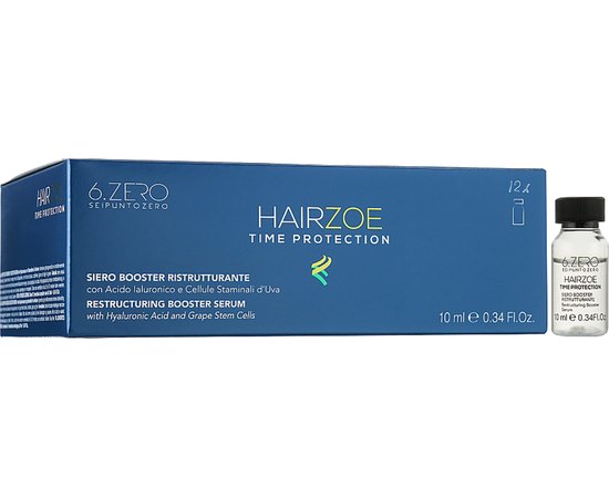 Восстанавливающая сыворотка интенсивного действия SeipuntoZero Hairzoe Time Protection Restructuring Booster Serum, 12х10 ml