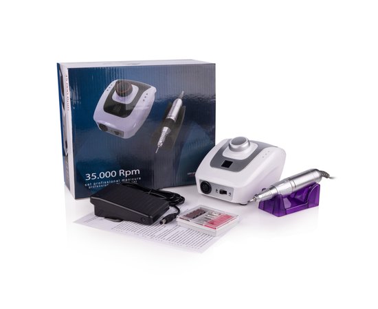 Фрезер для маникюра бело-серебристый Simei DM-206, 45 W/ 35000 об, изображение 3