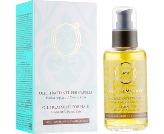 Масло блонд-уход с маслом аргана и маслом семян льна Barex Olioseta Olio Trattante Per Capelli, 30 ml, изображение 2