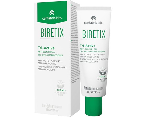 Cantabria Biretix Tri-Active Anti-Blemish Gel Гель три-актив для шкіри з акне, 50 мл, фото 