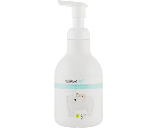 Тендітний органічний мус для миття малюків Мальва від 0 до 3 років O'right Mallow Baby Shampoo & Wash Mousse, 600 ml, фото 