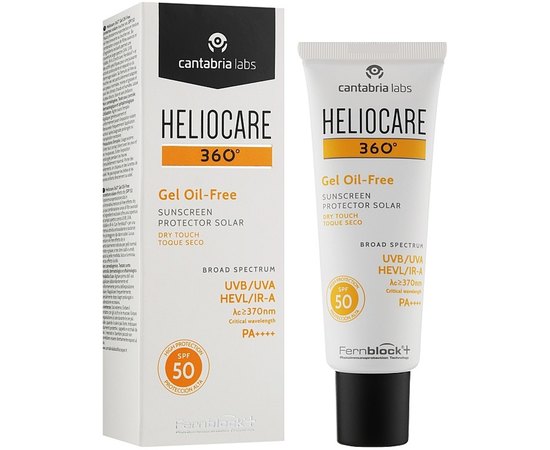 Солнцезащитный гель на водной основе для нормальной и жирной кожи SPF50+ Cantabria Heliocare 360 Gel Oil-Free Dry Touch Sunscreen, 50 ml, изображение 2