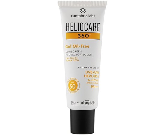 Солнцезащитный гель на водной основе для нормальной и жирной кожи SPF50+ Cantabria Heliocare 360 Gel Oil-Free Dry Touch Sunscreen, 50 ml