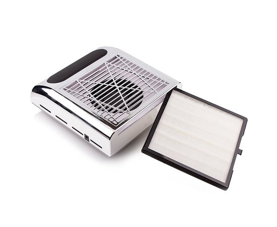 Вытяжка для маникюра с НЕРА-фильтром серебряная Simei 858-8, 80 W, изображение 2