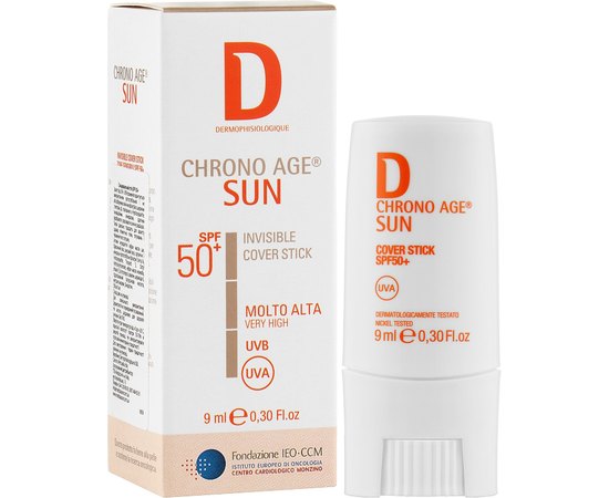 Солнцезащитный стик Dermophisiologique Chrono Age Sun Invisible Cover Stick SPF 50+, 9ml, изображение 2