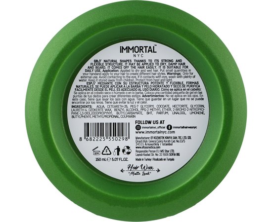 Воск для волос Immortal Matte Look, 150 ml, изображение 2